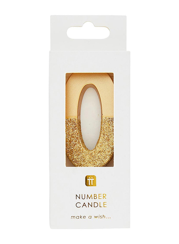 

Talking Tables We Heart Birthdays Glitter Number 0 Candle, Gold