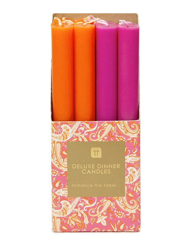 

Talking Tables Boho Inner Straight Dinner Candles, 12 Pieces, Pink/Orange