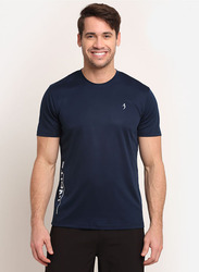 Incite Printed Training Round Neck Short Sleeve Slim Fit T-Shirt for Men, Extra Large, Navy Blue