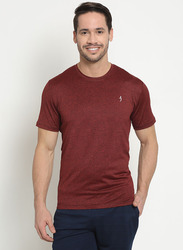 Incite Plain Training Round Neck Short Sleeve Regular Fit T-Shirt for Men, Extra Large, Maroon