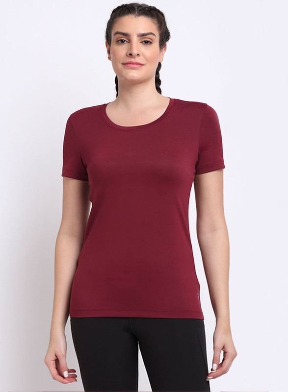 

Incite Short Sleeve and Round Neck Training Jacquard T-Shirt for Women, Extra Large, Red