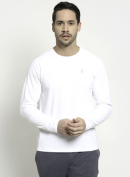 Incite Plain Training Round Neck Long Sleeve Regular Fit T-Shirt for Men, Large, White