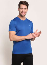 Incite Plain Training Round Neck Short Sleeve Slim Fit T-Shirt for Men, Small, Blue