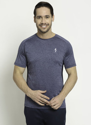 Incite Plain Training Round Neck Short Sleeve Regular Fit T-Shirt for Men, Small, Blue