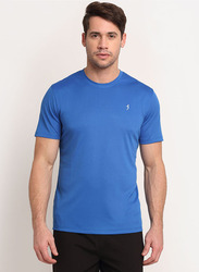 Incite Printed Training Round Neck Short Sleeve Slim Fit T-Shirt for Men, Small, Blue