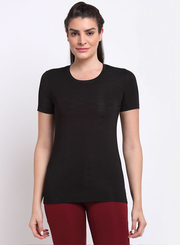 

Incite Short Sleeve and Round Neck Training Jacquard T-Shirt for Women, Double Extra Large, Black