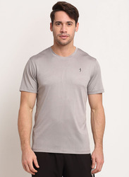 Incite Plain Training Round Neck Short Sleeve Slim Fit T-Shirt for Men, Extra Large, Grey