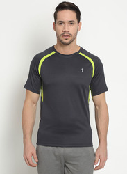 Incite Plain Training Round Neck Short Sleeve Regular Fit T-Shirt for Men, Double Extra Large, Graphite Grey
