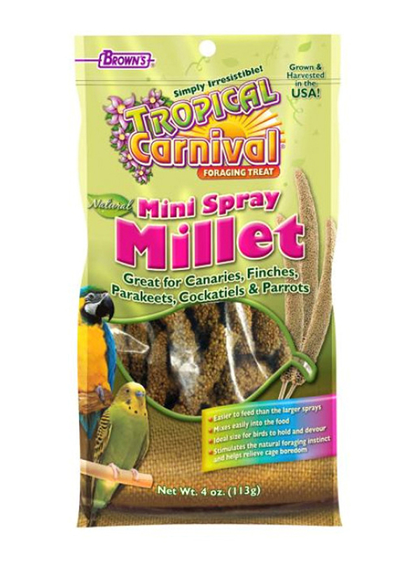 

Browns Tropical Carnival Natural Mini Spray Millet Pet Bird Dry Food, 113g