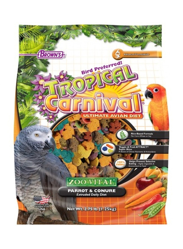 

Browns Tropical Carnival Parrot & Conure Bird Dry Food, 1.25Kg