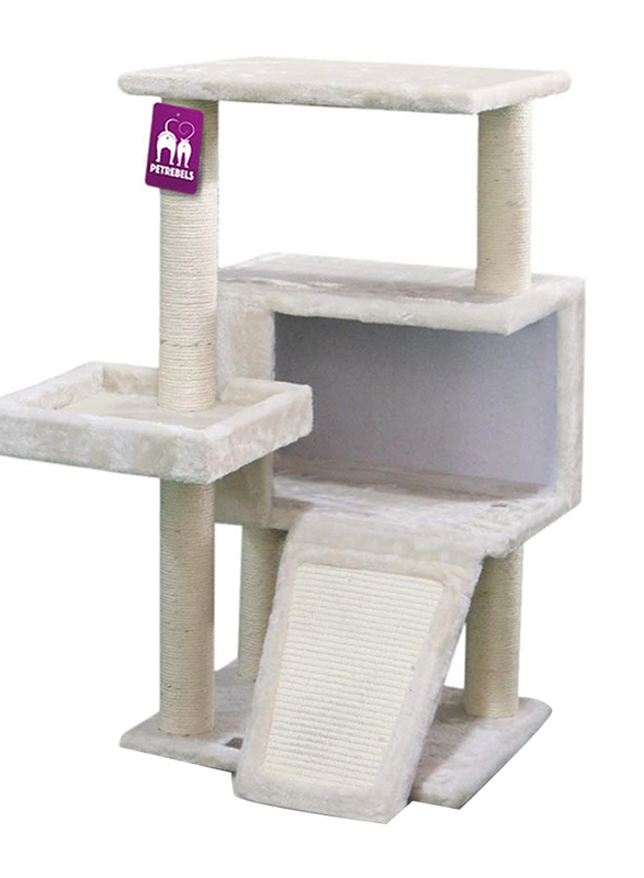 

PETREBELS Cheap Bastards Austin 85 Cat Scratching Post, Cream