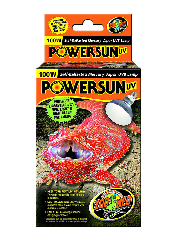 

Zoo Med 100W Powersun UV Reptile Light, White/Silver