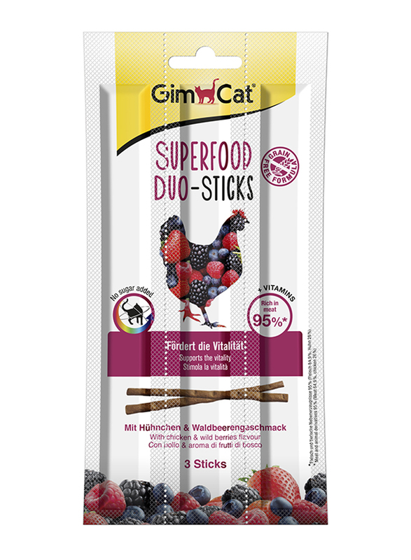 

Gimcat Super Food Duo-Sticks Chicken & Wild Berrie Dry Cat Food, 3 Sticks