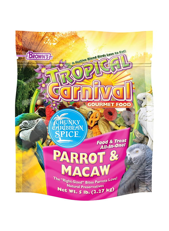 

Browns Tropical Carnival Chunky Caribbean Spice Parrot & Macaw Bird Dry Food, 2.27Kg