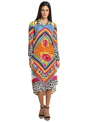 Couturelabs Luna Viscose Crepe Midi Length Shirt Collar Straight Dress for Women, Small, Multicolour
