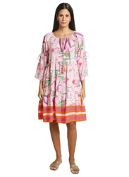 Couturelabs Ren Boho Peach Off Shoulder - Boat Neck Fit & Flare Dress for Women, Small, Peach