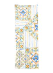 Couturelabs Mona Lemon Tile Print Silk Blend Scarf for Women, Multicolour