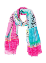 Couturelabs Ariel-M Vintage Print Silk Blend Scarf for Women, Pink