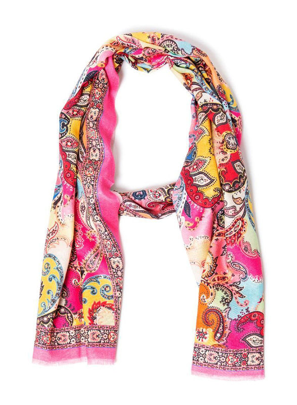 Couturelabs Canna Printed Silk Scarf for Women, Multicolour