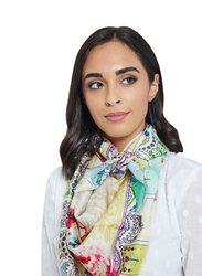 Couturelabs Kaila Flower Print Silk Scarf for Women, Multicolour