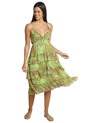 Couturelabs Savannah Paisley Print Sweetheart Neckline Sleeve Less Dress for Women, 3X Large, Green