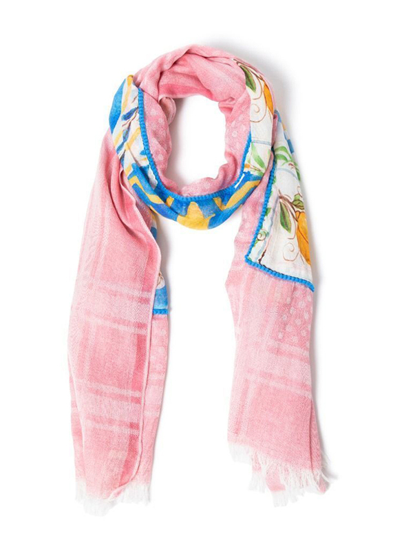 

Couture Labs Couturelabs Maile Lemon Tile Print Cotton Scarf for Women, Pink