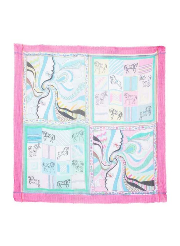 Couturelabs Ariel-M Vintage Print Silk Blend Scarf for Women, Pink