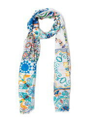 Couturelabs Adhila Tile Print Silk Scarf for Women, Multicolour