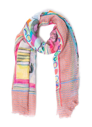 Couturelabs Ariel-R Vintage Print Silk Blend Scarf for Women, Pink