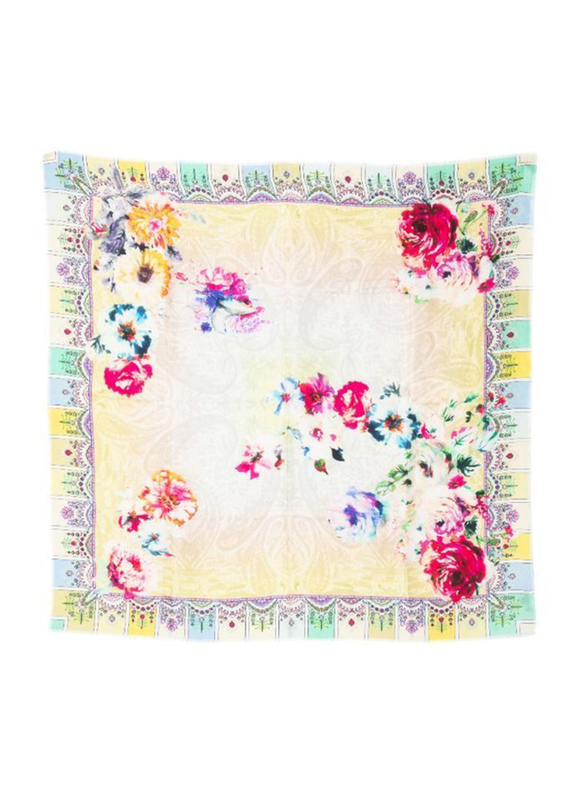 Couturelabs Kaila Flower Print Silk Scarf for Women, Multicolour