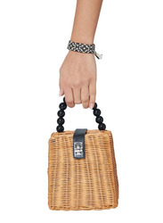 Couture Labs Seda Rattan Structured Hand Held Satchel Bag, Brown