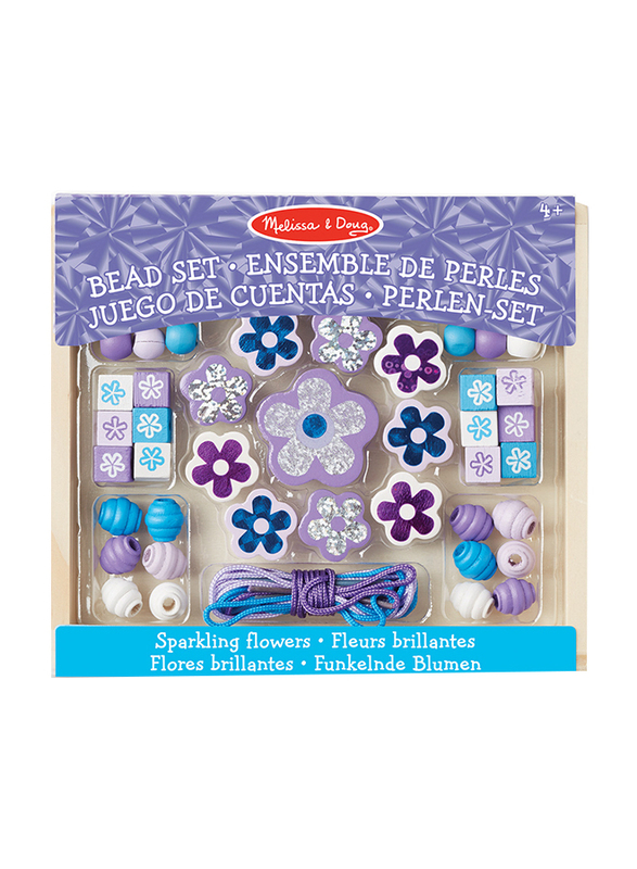 

Melissa & Doug Sparkling Flowers Wooden Bead Set, Ages 4+