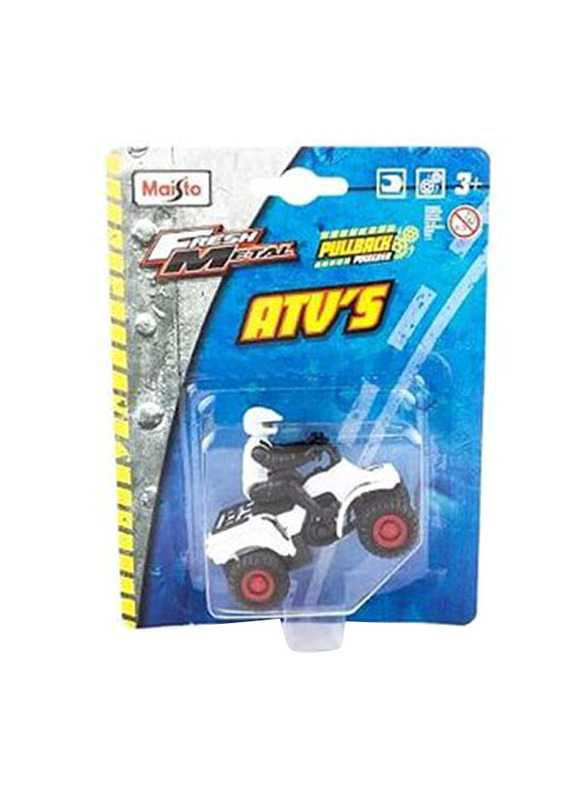 

Maisto Fresh Metal Pullback Powered Atv's Motorized, 8cm, Ages 3+, Black/White