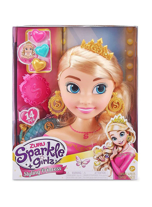 

Zuru Sparkle Girlz Princess Hair Styling Head, 14 Pieces, Ages 3+