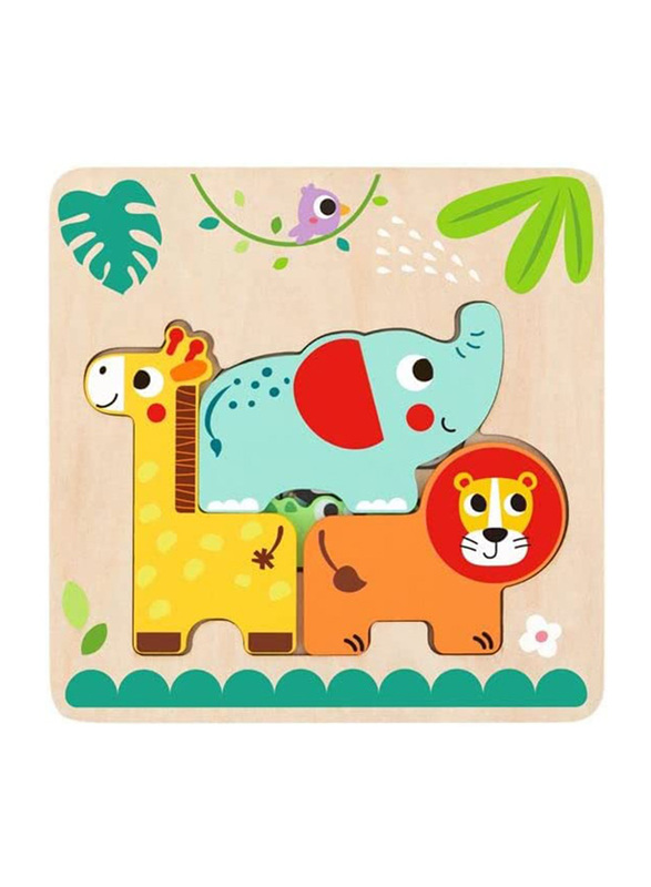 

Tooky Toy Wooden Multi-Layered Animal Puzzle for Kids, 7 Pieces, Ages 2+