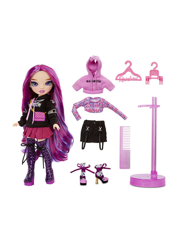 

Rainbow High S3 Emi Vanda Fashion Doll with Accessories Set, 9 Pieces, Ages 6+, Dark Purple