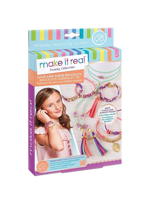 

Make It Real - Gold Link Suede Bracelets, Ages 8+