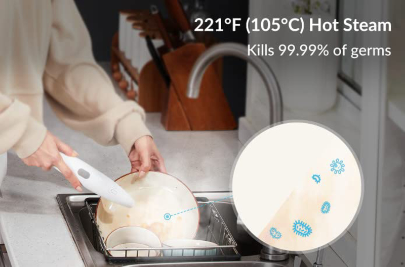 One Pass Dishwasher & Sterilizer Steam Cleaner, White