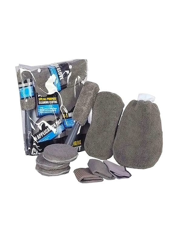 

Delone 9-Piece Microfiber Car Cleaning Kit, Grey
