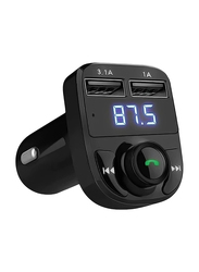 Delone Bluetooth Wireless Radio Adapter Car FM Transmitter with Dual USB Charging Car Charger, MP3 Player Support TF Card & USB Disk, Black
