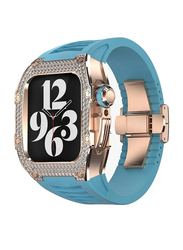 Caviar Luxury Stainless Steel Replacement Wrist Strap Case-RST Band for Apple Watch Series 6/7 45mm, Sierra Rose Gold