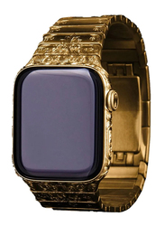 Caviar Luxury Customized Wrist Strap with 24K Gold and Hand Engraved Band for Apple Watch Series 7 GPS 45mm, Gold