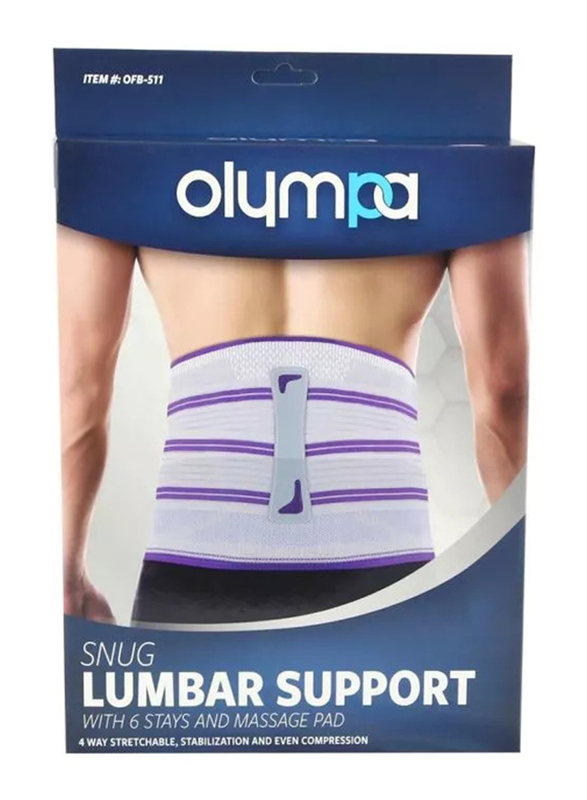 

Olympa Snug Lumbar Support with 6 Stays and Massage Pad Cool, L, Grey