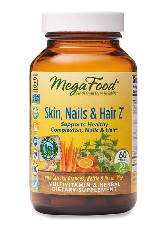 

MegaFood Skin Nails & Hair 2 Multivitamin & Herbal Dietary Supplement, 60 Tablets