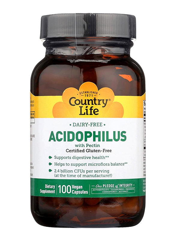 

Country Life Acidophilus with Pectin Dietary Supplement, 100 Capsules