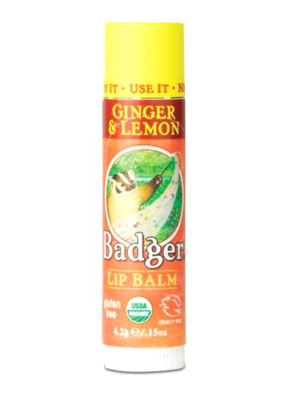 

Badger Ginger & Lemon Lip Balm, 4gm