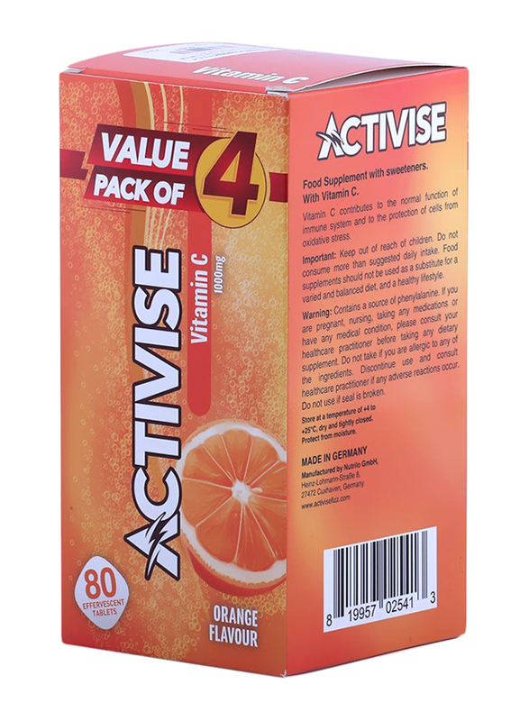 

Activise Vitamin C Orange, 1000mg, 4 x 20 Tablets