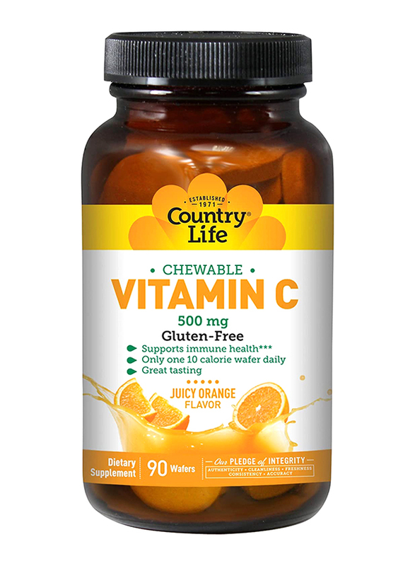 

Country Life Vitamin C Dietary Supplement, 500mg, 90 Wafers