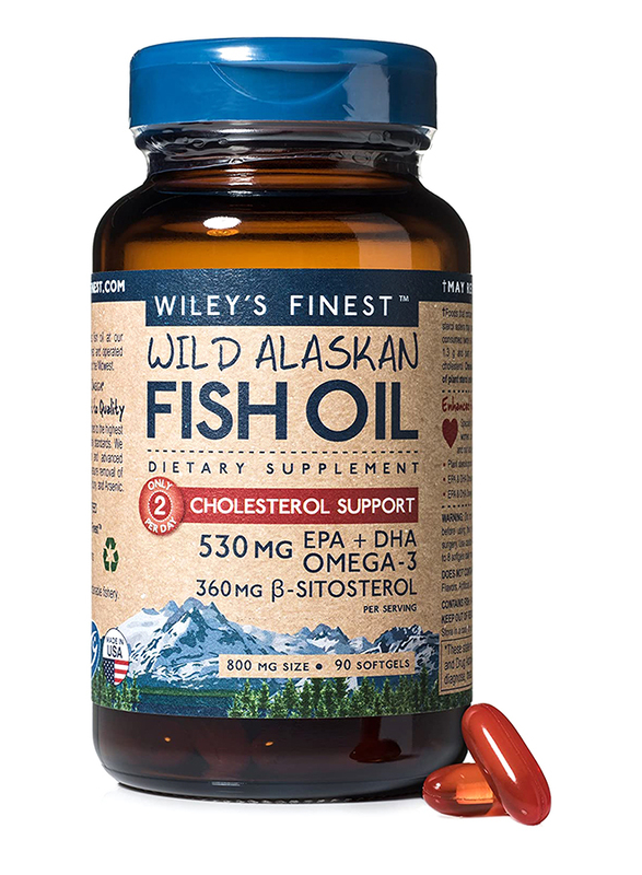 

Wileys Finest Fish Oil Cholesterol Support EPA + DHA Omega-3 Dietary Supplement, 530mg, 90 Softgels
