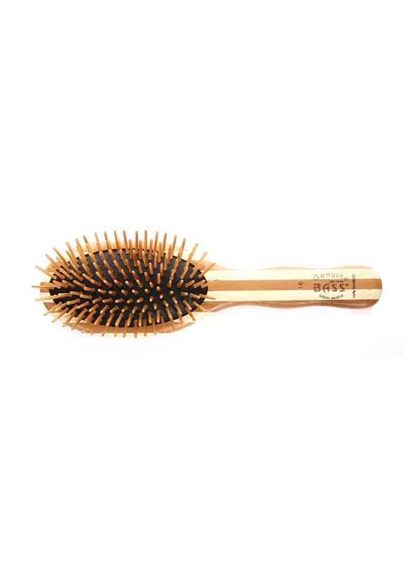 

Bass Brushes Oval Wood Bristles Bamboo Striped Brush, 16, Brown, Large